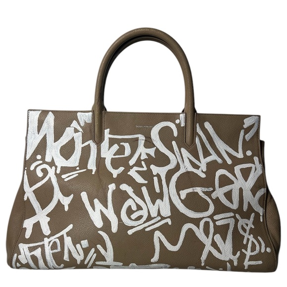 Saint Laurent YSL Rive Gauche 2Way Graffiti Top Handle Crossbody Tote Bag Purse - Picture 1 of 13